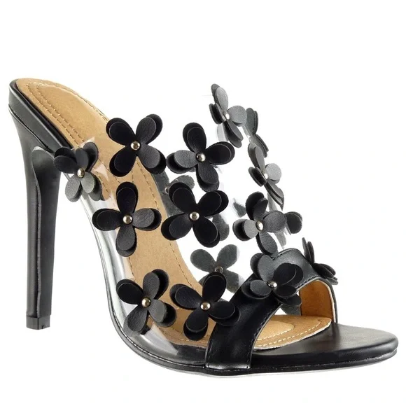 VENUS Black Floral Women's Heels - Picture 2 of 4